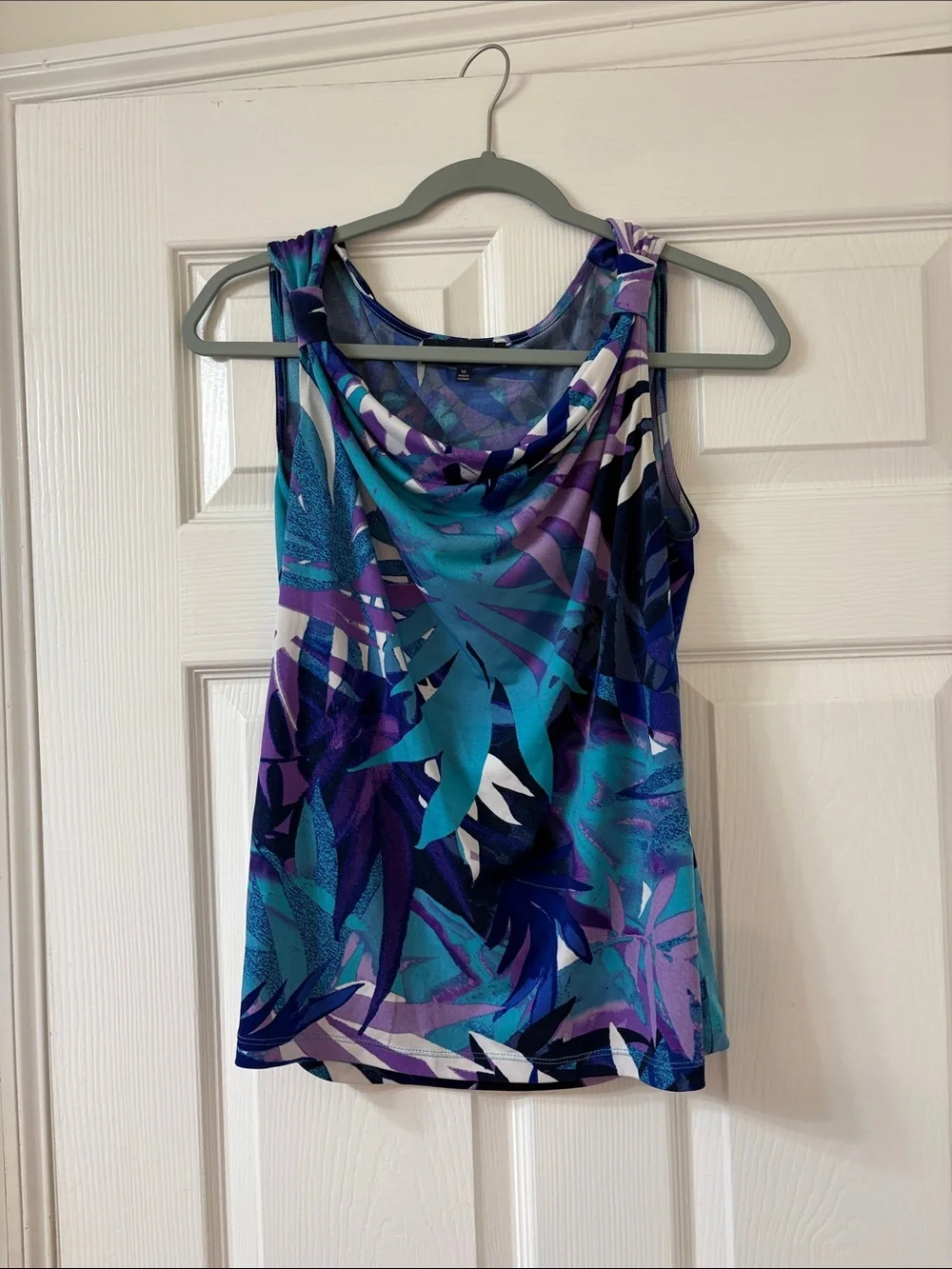Jones New York Teal & Purple Sleeveless Cowl Neck Shell - Picture 1 of 3